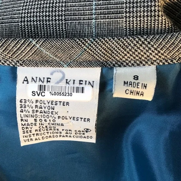 Anne Klein 2 Suits 2 Piece Pencil Skirt & Blazer Jacket Set Size 8